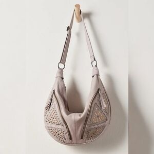 Free‎ People West Side Studded Sling Shoulder Bag Oyster Grey